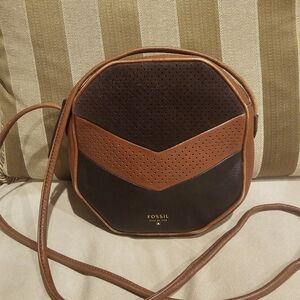 Fossil Brown Leather Crossbody Bag